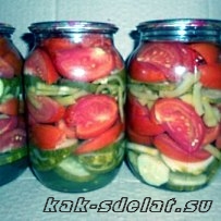 Заготовки: салат из огурцов и помидоров