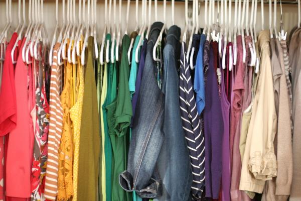 Clothes grouped by color