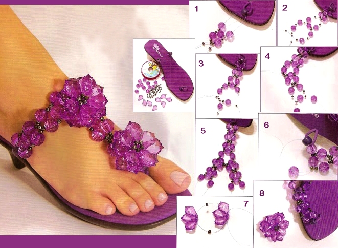 diy flip flop projects lilac beads embellish flowers
