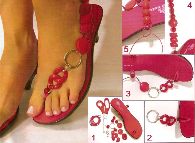 diy flip flop projects coral color beads one sided