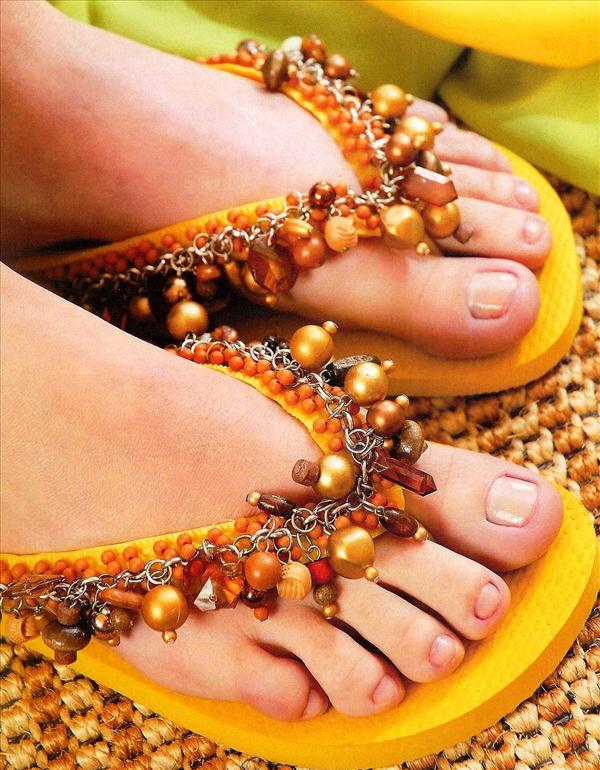 diy flip flopa beads chain yellow gold