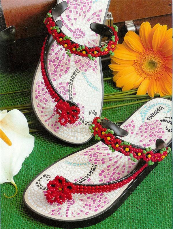 diy flip flop projects old ipanema red beads