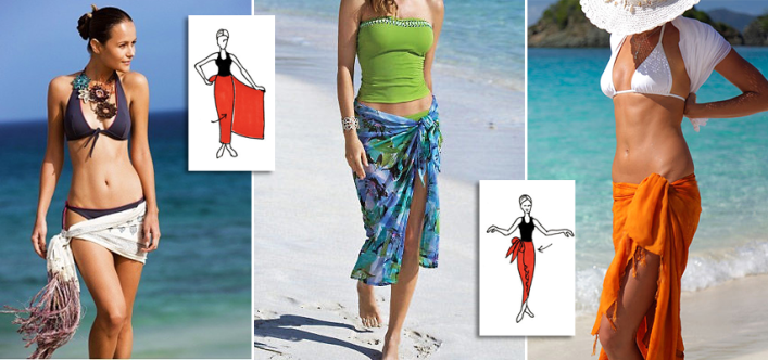 ways tie a sarong pareo beach skirt